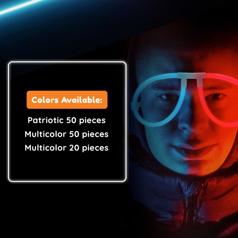 Glow Fever Glow In The Dark Glasses for Party - 50 Bendable Glow Stick Glasses with Connectors - Glow Glasses Party Pack for Concert, Halloween & Birthday Party Party Favors - Party Dragon, Mixed - Image 5